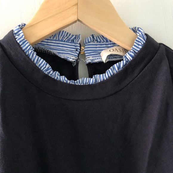 Oasis Fashion  Dark blue sweater with blouse detail Size L - Picture 4 of 12